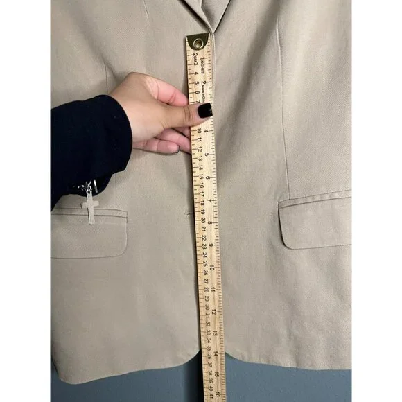 VTG Y2K Banana Republic Women's 6 Tan Two Button Twill Collared Blazer - Picture 6 of 8